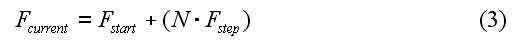 Eq 3: Frequency Step Equation