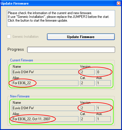 Firmware Update Window